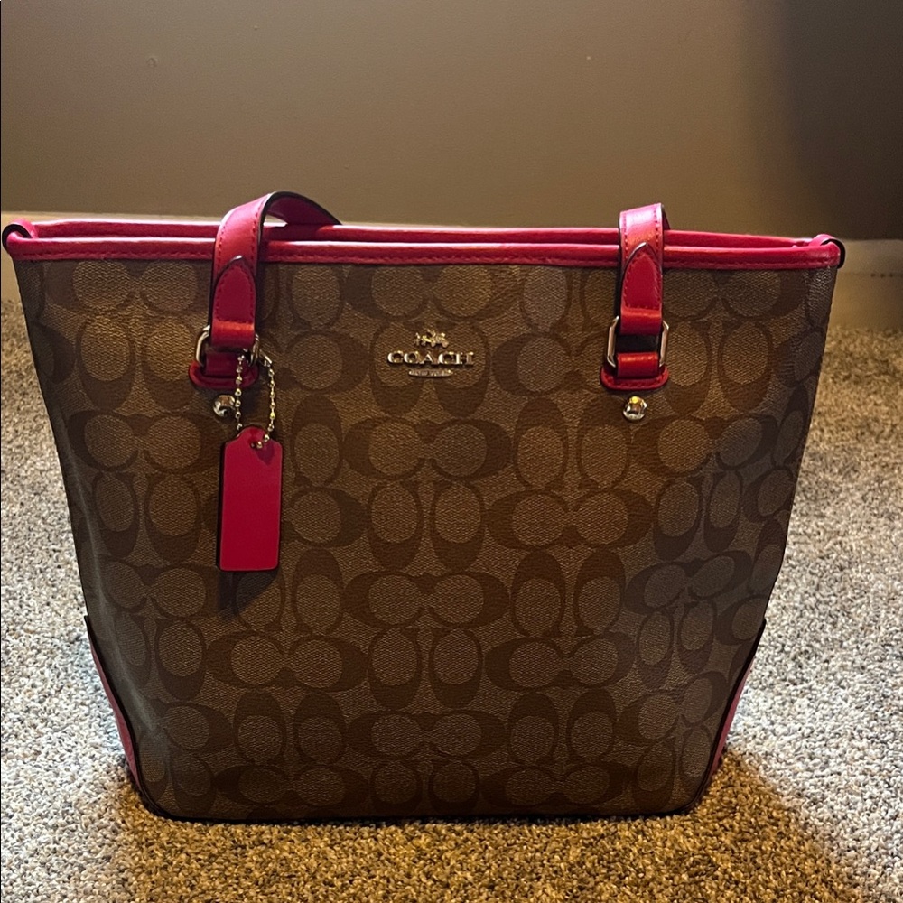 Coach Brown and Pink Signature Tote